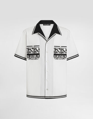 Dolce & Gabbana Camisa Hawaii de popelina con estampado de mayólica Multicolor G5NO5TFI5JG