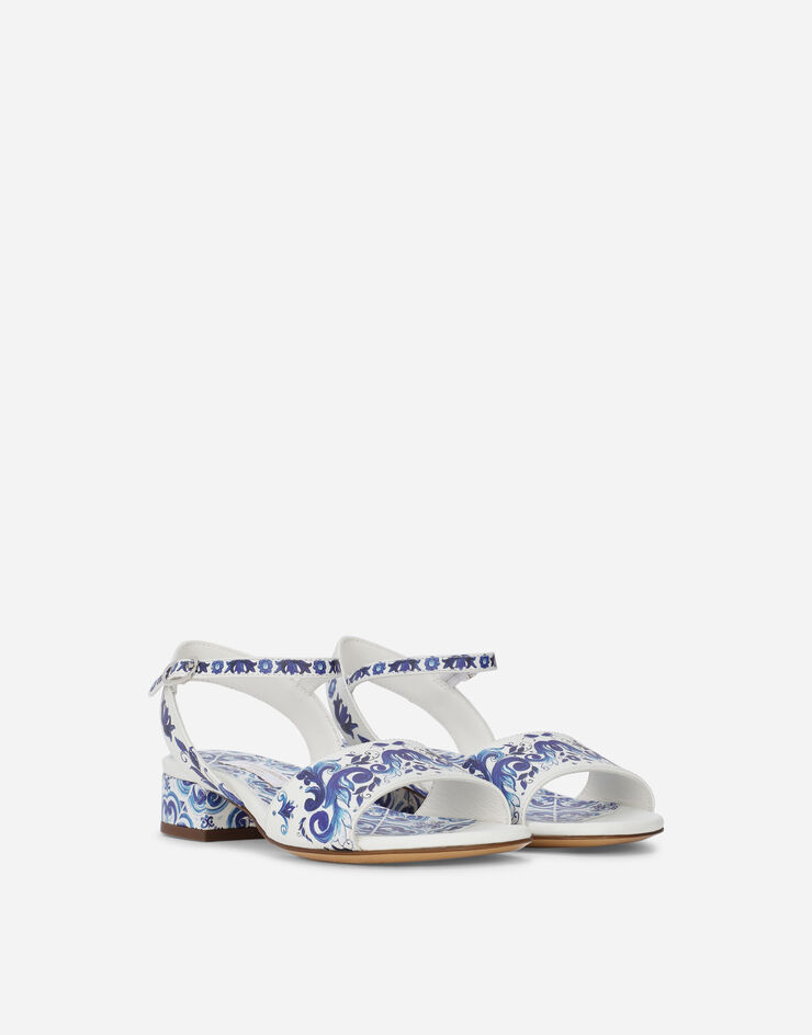 Dolce & Gabbana Sandalette aus Kalbsleder Majolika-Print Mehrfarbig D10935AC113