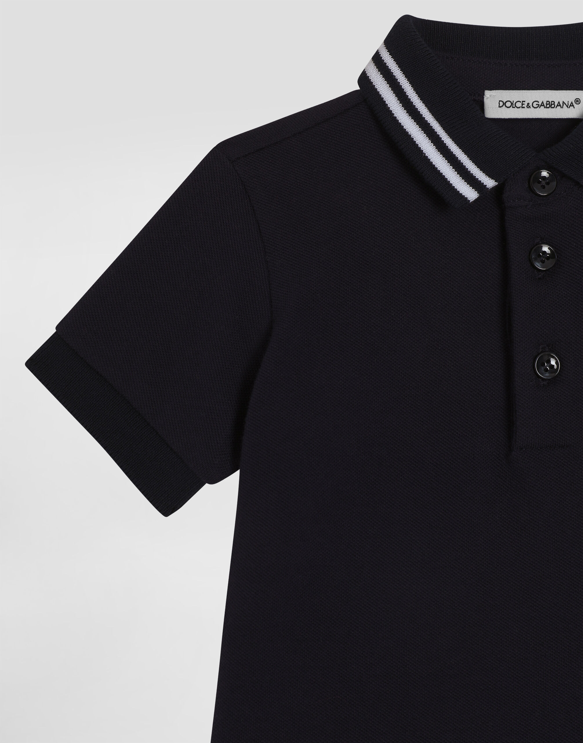 ブルーのメンズ Piqué polo-shirt with DG logo | Dolce&Gabbana®