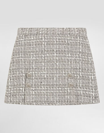 Dolce & Gabbana Rock aus Lamé-Bouclé mit dekorativen Knöpfen Mehrfarbig L55I32FQOAB