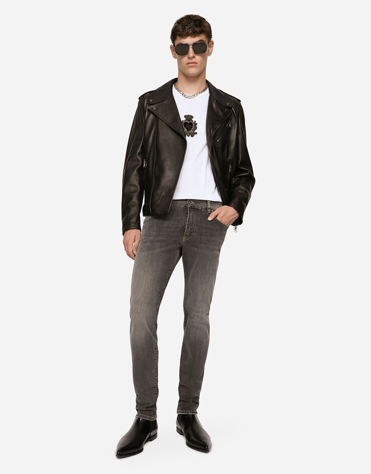 Dolce & Gabbana Leather biker jacket Black G9UB1LGEU47