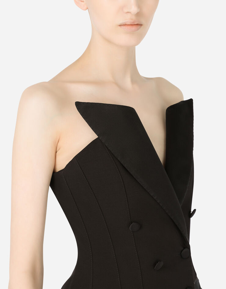 Dolce & Gabbana Veste corset croisée en toile de laine Noir F26DXTFUBAJ