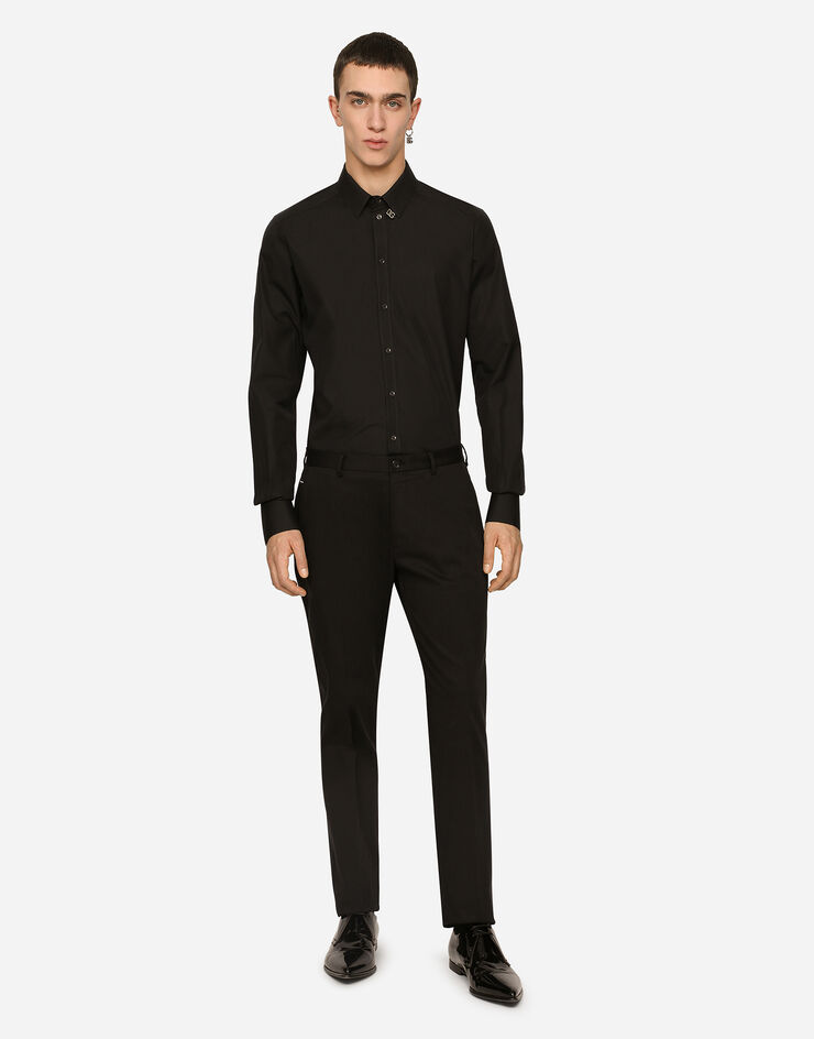 Dolce & Gabbana Pantalon en coton stretch avec plaquette à logo Noir GVB6ETFUFMJ