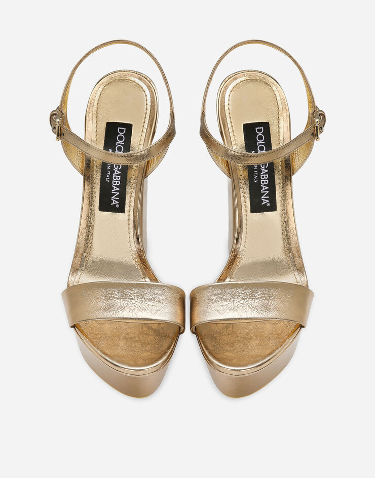 Dolce&Gabbana Foiled craquelé calfskin platform sandals Gold CR1424AO855