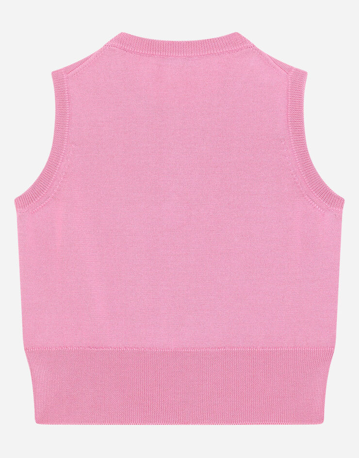 Dolce & Gabbana Silk vest with DG logo embroidery Rosa L5KWG0JASR3