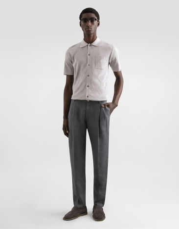 Dolce & Gabbana Washed linen canvas trousers Grey GP06JTFU4MF