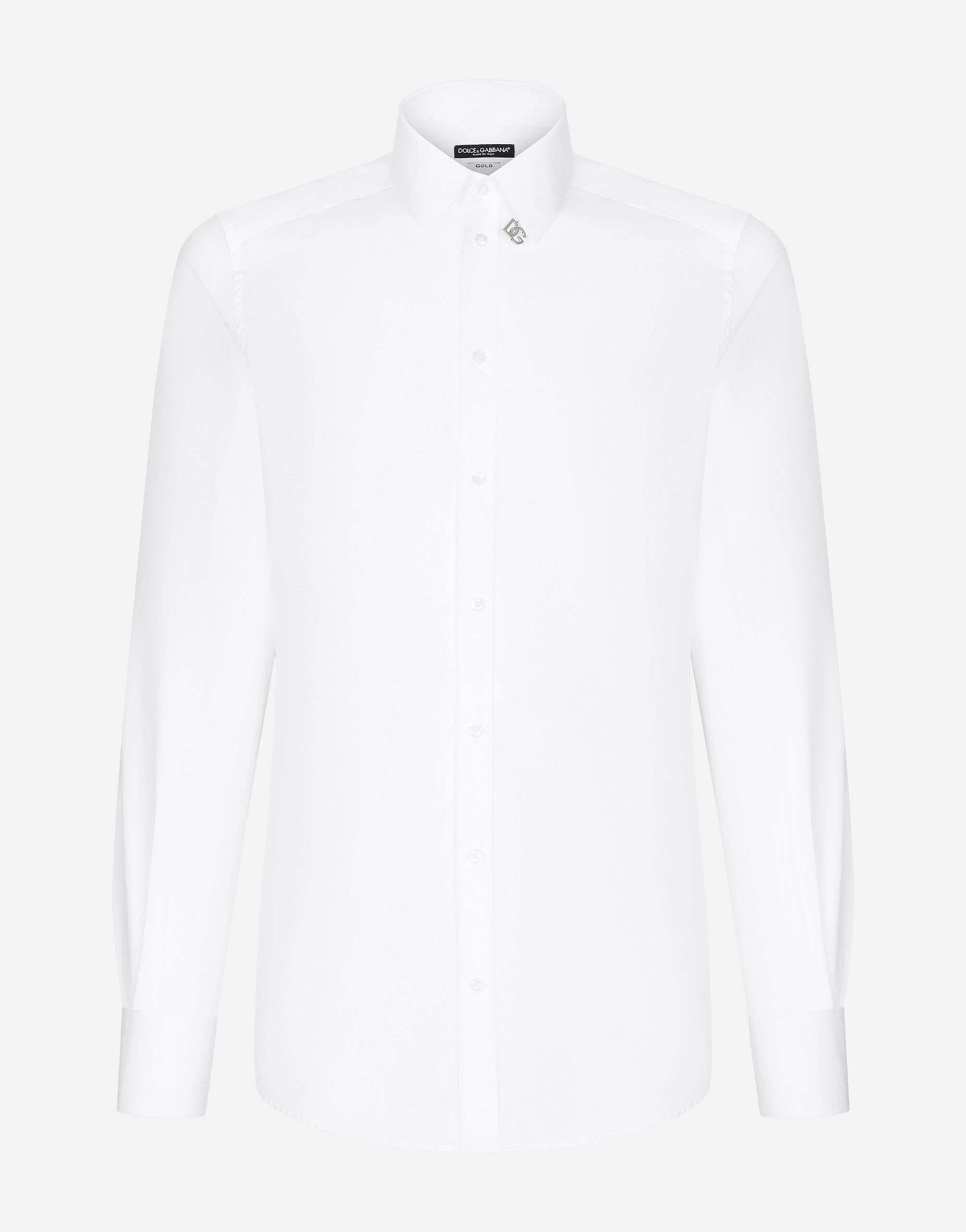 Dolce & Gabbana Cotton Gold-fit shirt with DG patch White G5EJ0TGF114