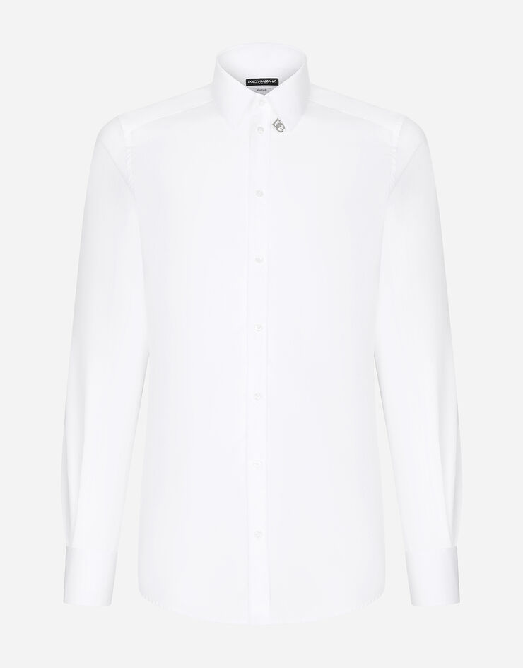 Dolce & Gabbana DG 패치 골드 핏 코튼 셔츠 화이트 G5EJ0TGF114