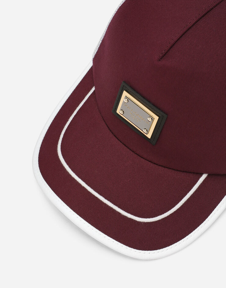 Dolce & Gabbana Cotton trucker hat with logo tag and mesh Purple GH874ZFUFJU