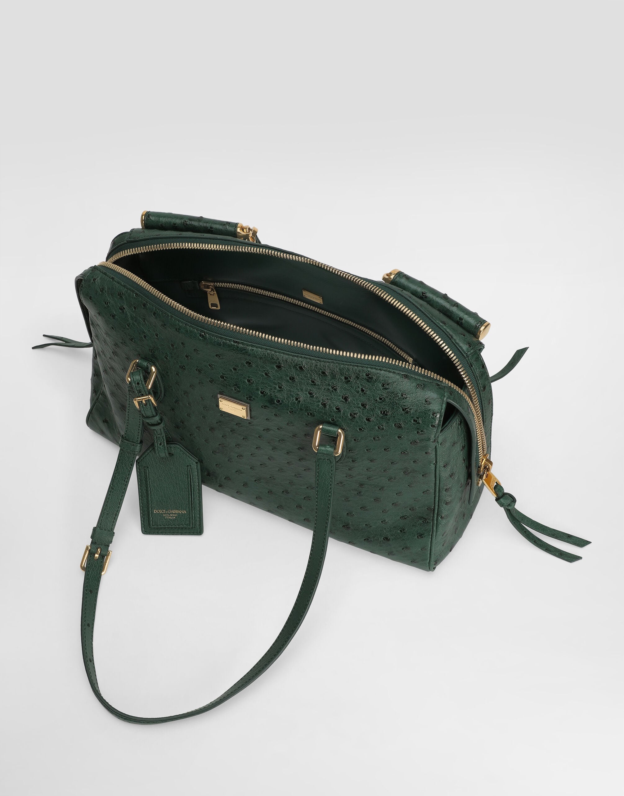 Vittoria ostrich leather handbag in Green for Women