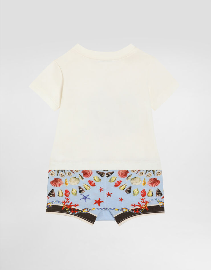 Dolce & Gabbana Shell-print short-sleeved jersey romper Multicolor L1JO2GG7PKE