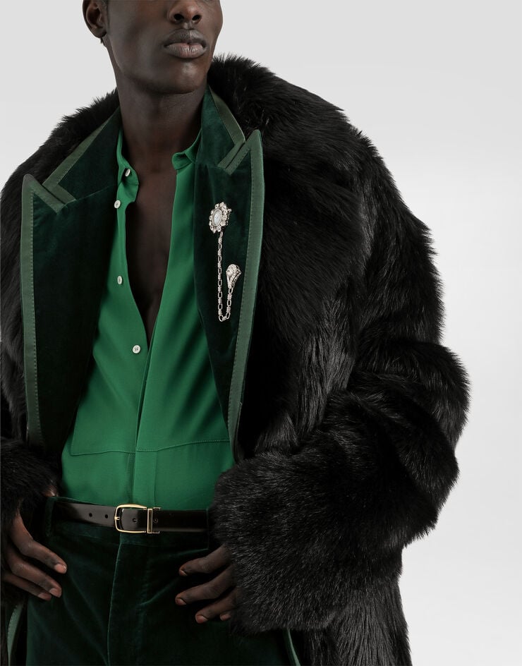 Dolce & Gabbana Long-haired shearling coat Dolce & Gabbana Long-haired shearling coat Black G048DLFUP89