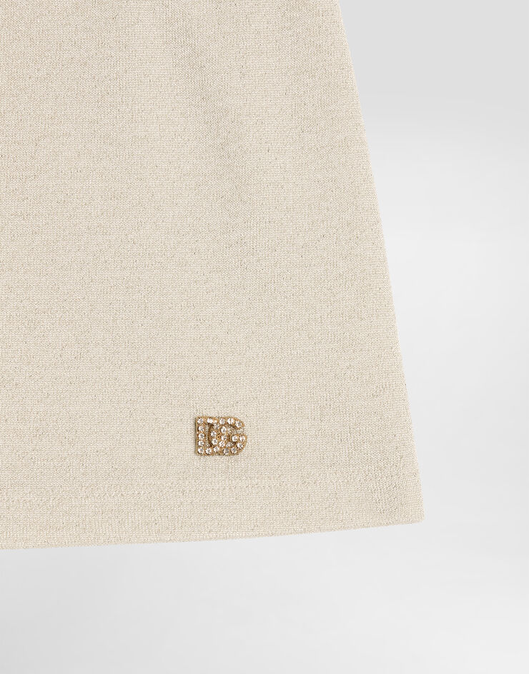 Dolce & Gabbana Lurex jersey skirt with DG logo Gold L5JIA2G7O0U
