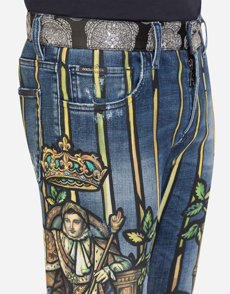 Dolce & Gabbana STRETCH SKINNY JEANS WITH NAPOLEON PRINT MULTICOLORED GYC4LDG8CD3