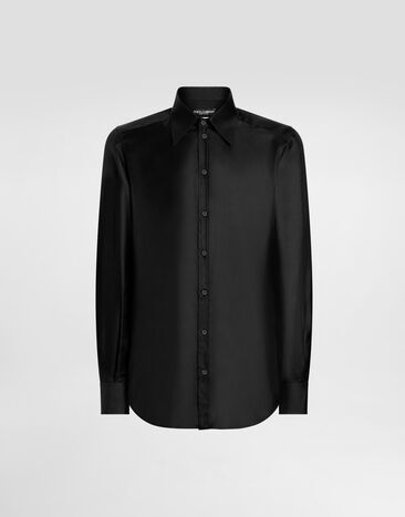 Dolce & Gabbana Camisa en sarga de seda Black G5NP9TFU10S