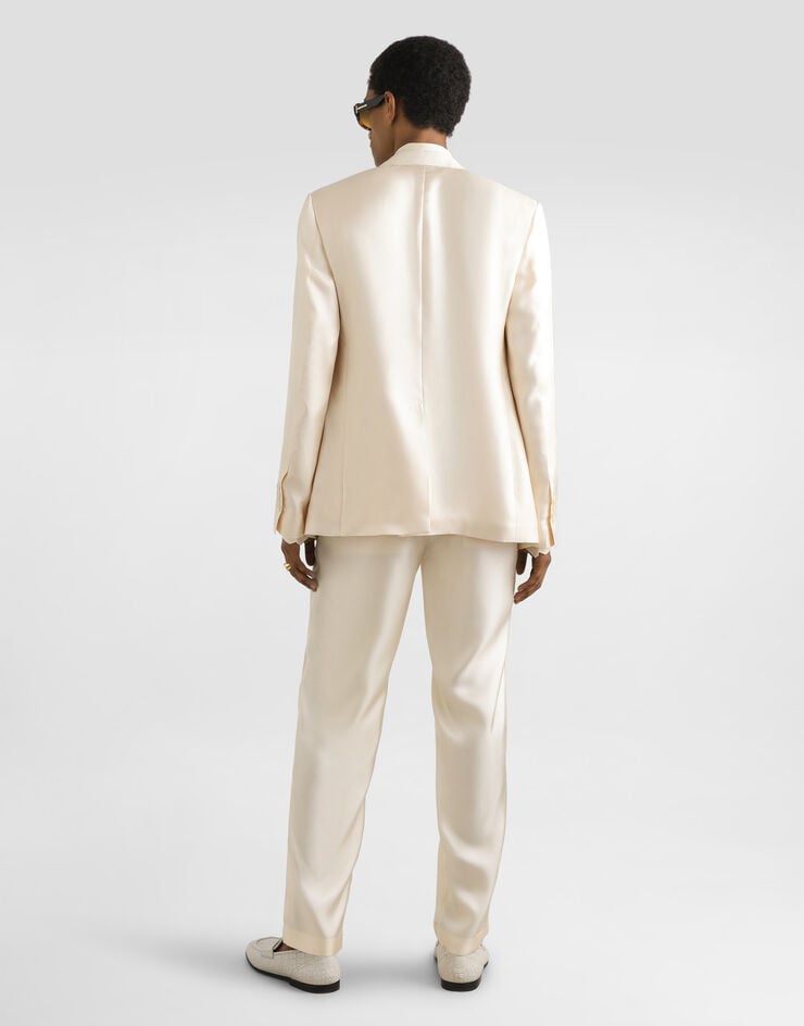 Dolce & Gabbana Silk twill jogging trousers Beige GP12QTFU10S