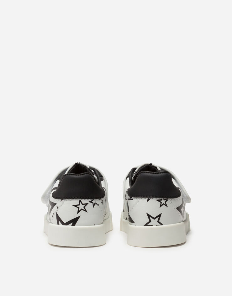 Dolce & Gabbana PORTOFINO LIGHT SNEAKERS IN CALFSKIN WITH MILLENNIALS STAR PRINT PANNA DN0135AJ630