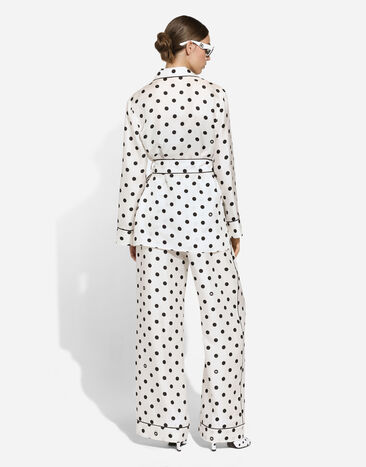 Dolce & Gabbana Long-sleeved silk pajama shirt with polka-dot print Print F5I89TIS1VI