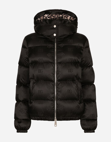 Dolce & Gabbana Padded satin jacquard down jacket with all-over DG logo Black F9P48TGDCL4