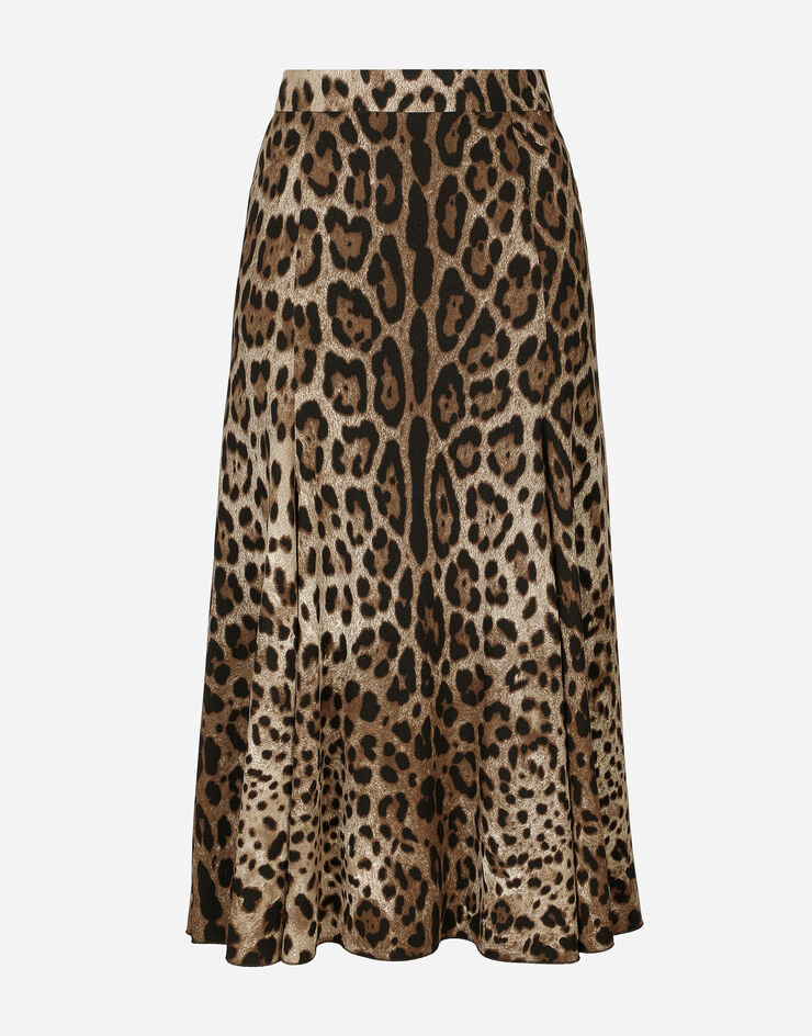 Dolce&Gabbana Falda plato de cady con estampado de leopardo Estampado Animalier F4CQCTFSRKI