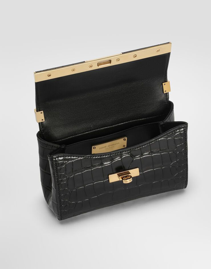 Dolce & Gabbana Mini sac City Marlene en cuir d’alligator brillant Dolce & Gabbana Mini sac City Marlene en cuir d’alligator brillant Noir BB7766A2R08