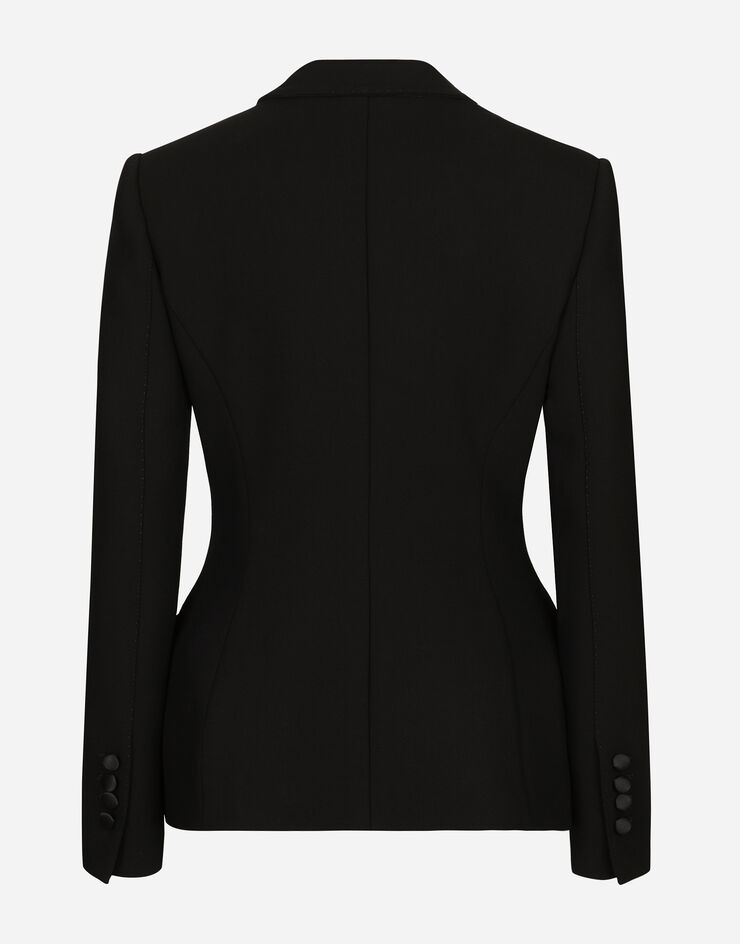 Dolce & Gabbana Zweireihige Jacke Dolce aus Wolle mit Wattierung an den Seiten Black F29ZSTFUBF1