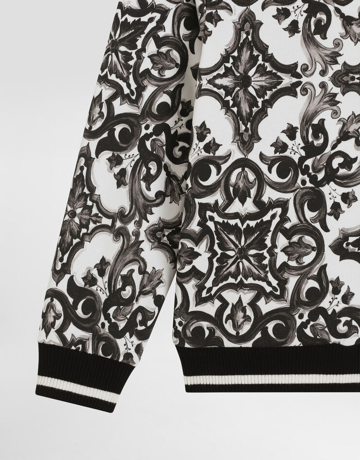 Dolce & Gabbana majolica-print hooded sweatshirt with zip Multicolor L4JWKGII7HR