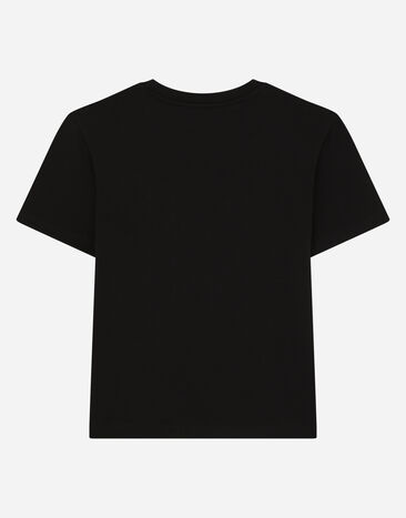Dolce & Gabbana T-Shirt aus Jersey mit Logo DG Milano Schwarz L4JTEYG7CD8