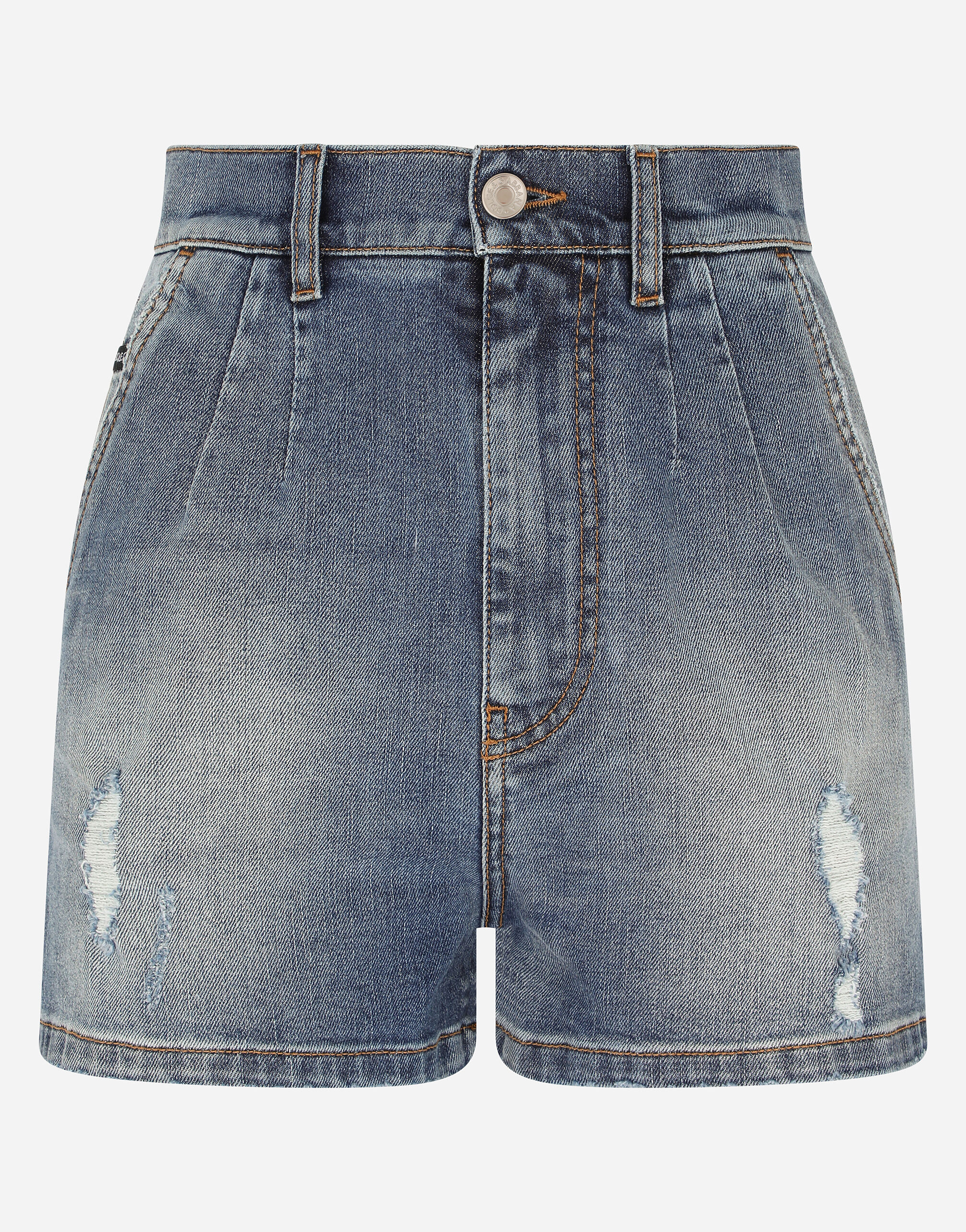 Dolce & Gabbana Denim shorts with ripped details Multicolor FTAIADG8EZ8