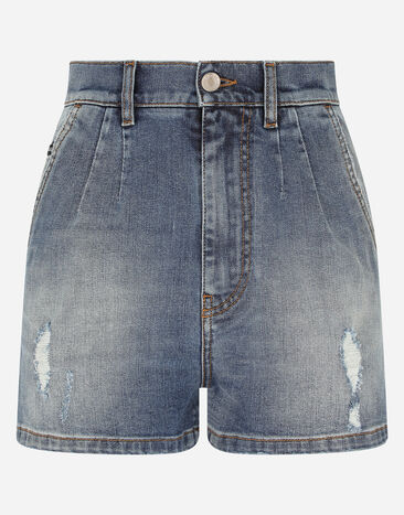 Dolce & Gabbana Denim shorts with ripped details Multicolor FTCOJDG8HL8