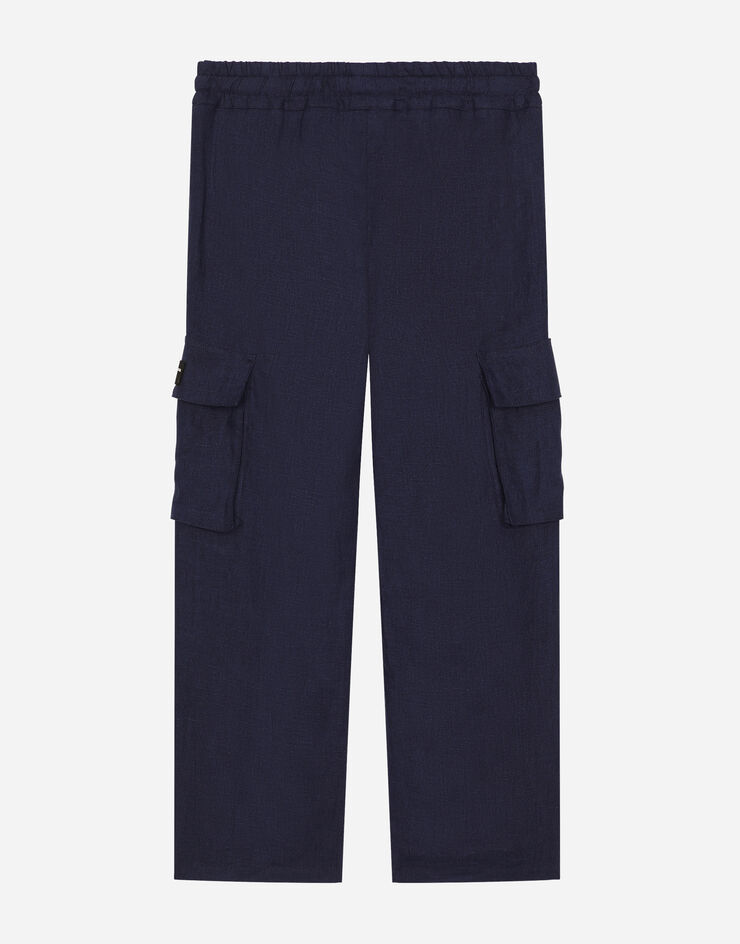 Dolce & Gabbana Pantalón cargo de lino rígido Azul L44P42FU4LG