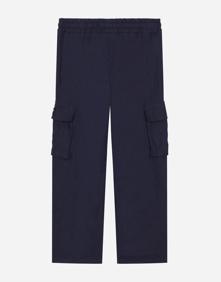 Dolce & Gabbana Non-stretch linen cargo pants Azul L44P42FU4LG