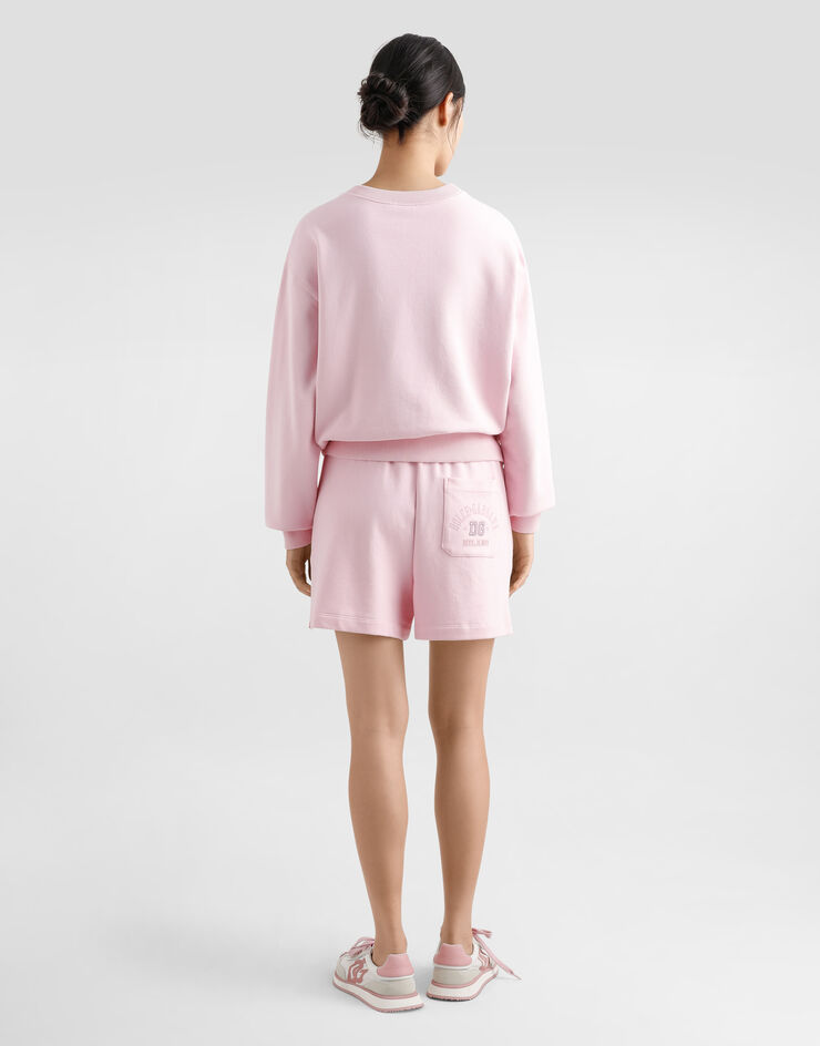 Dolce & Gabbana سويت شيرت جيرسي بتطريز DG بارز Pink F9S43ZGDCX5
