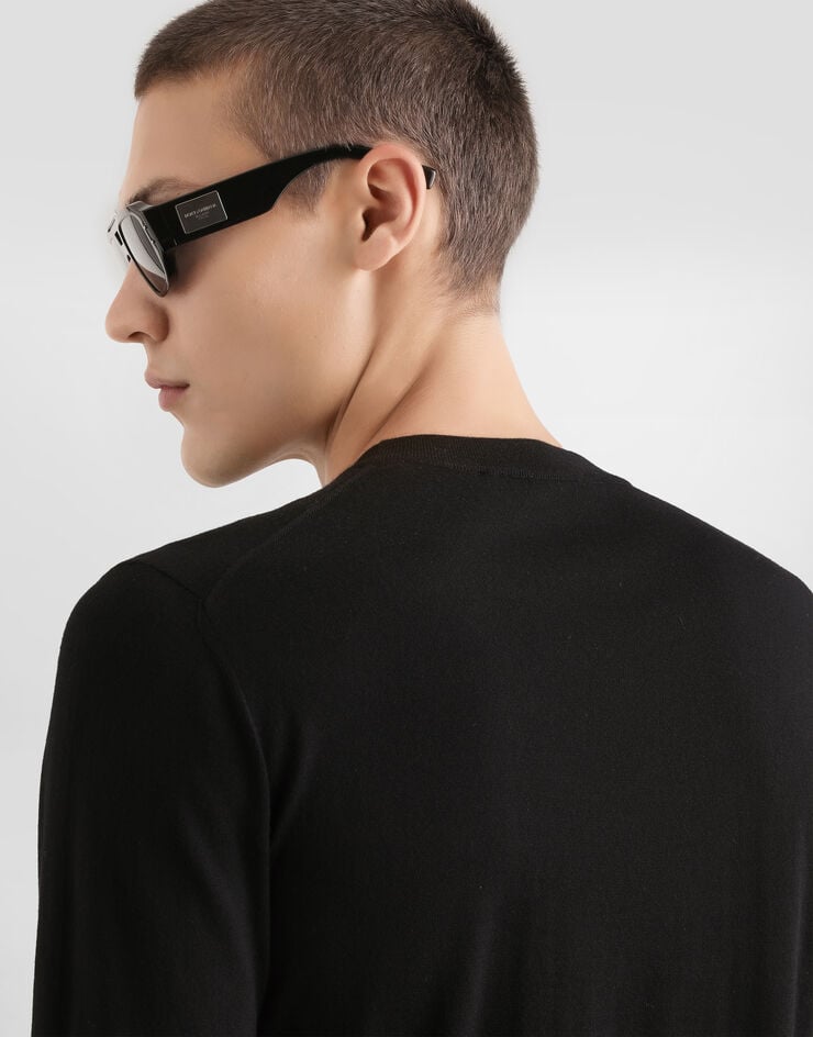 Dolce & Gabbana Virgin wool pullover with embroidery Black GXX02ZJDVGB