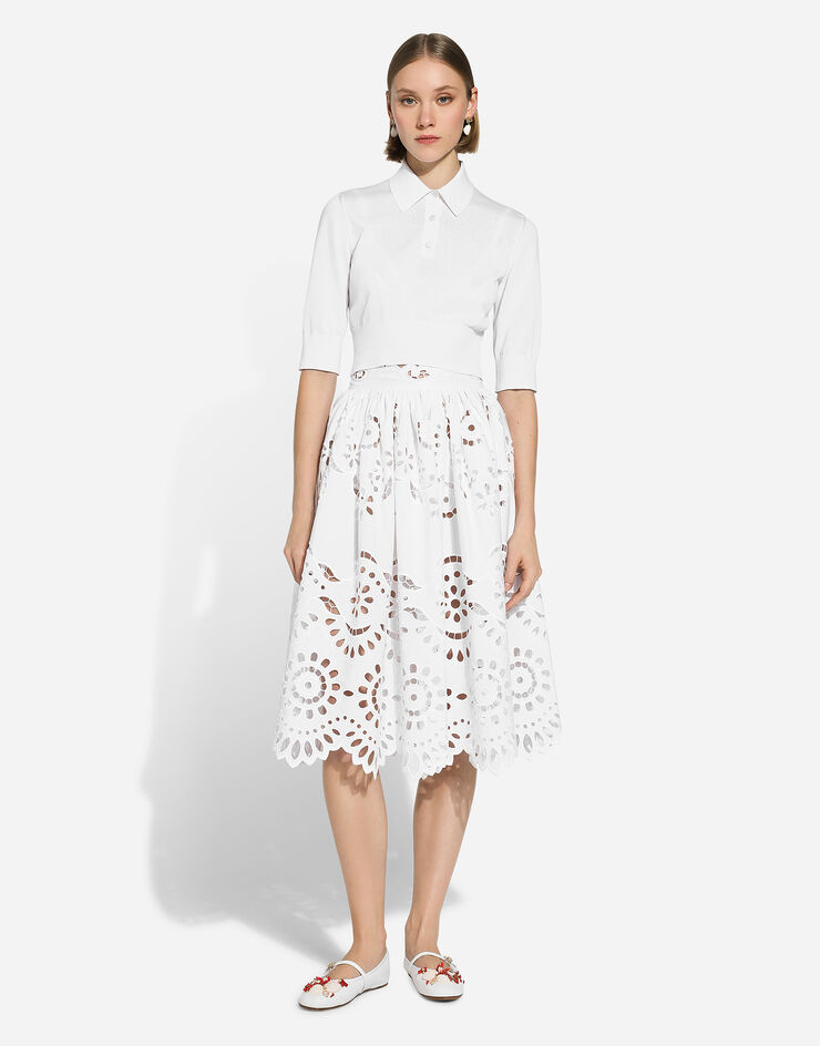 Dolce & Gabbana تنورة ميدي دائرية قطنية بتفاصيل قصة أبيض F4CV5ZGDCJV