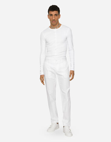 Dolce&Gabbana Pantalón en gabardina de algodón Blanco GY7BMTFU6ZF