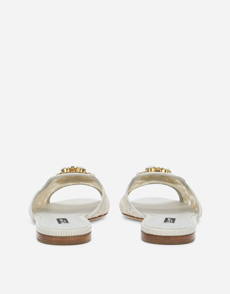 Dolce & Gabbana Шлепанцы rainbow из кружева с брошью серый CQ0023AG667