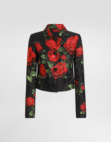 Dolce & Gabbana Rose-print brocade jacket with jewel buttons Dolce & Gabbana Rose-print brocade jacket with jewel buttons Multicolor F27JNZFSTB4