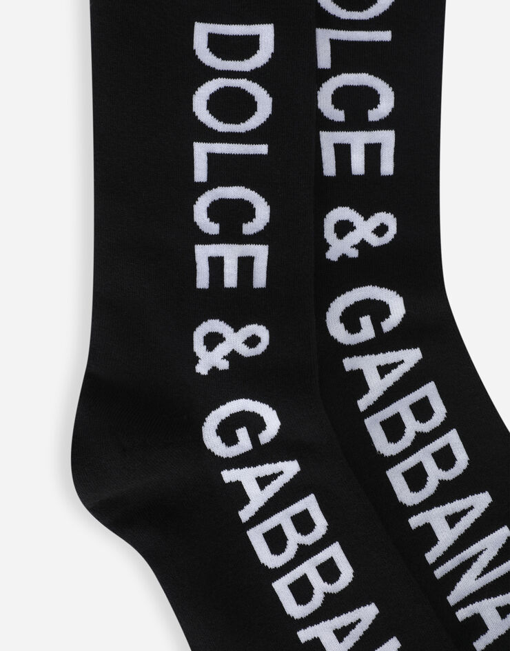 Dolce & Gabbana Calze jacquard logo DG Nero GC127AG1JBW
