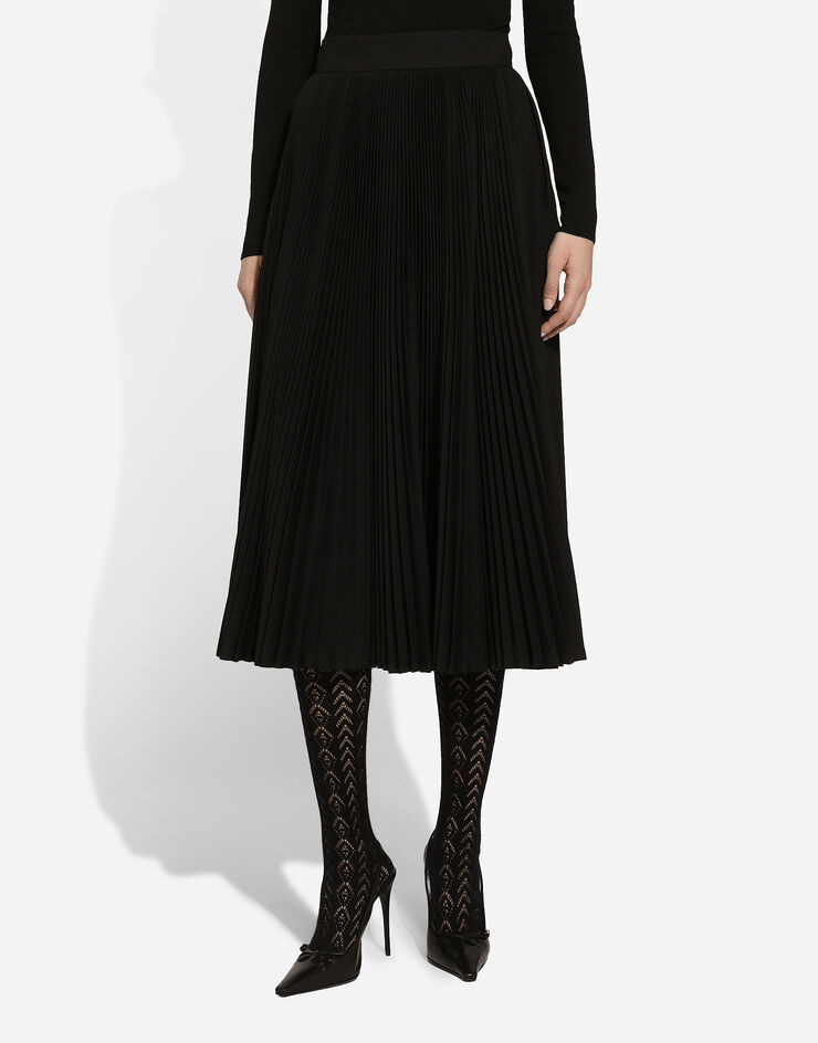 Dolce & Gabbana Falda plato plisada en paño de lana Negro F4CW4TFUZC3