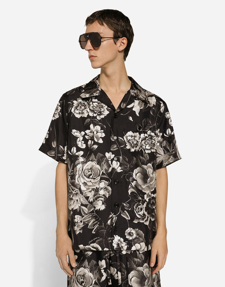 Dolce & Gabbana Camisa Hawaii de seda con estampado de flores Imprima G5JH9TIS1VS