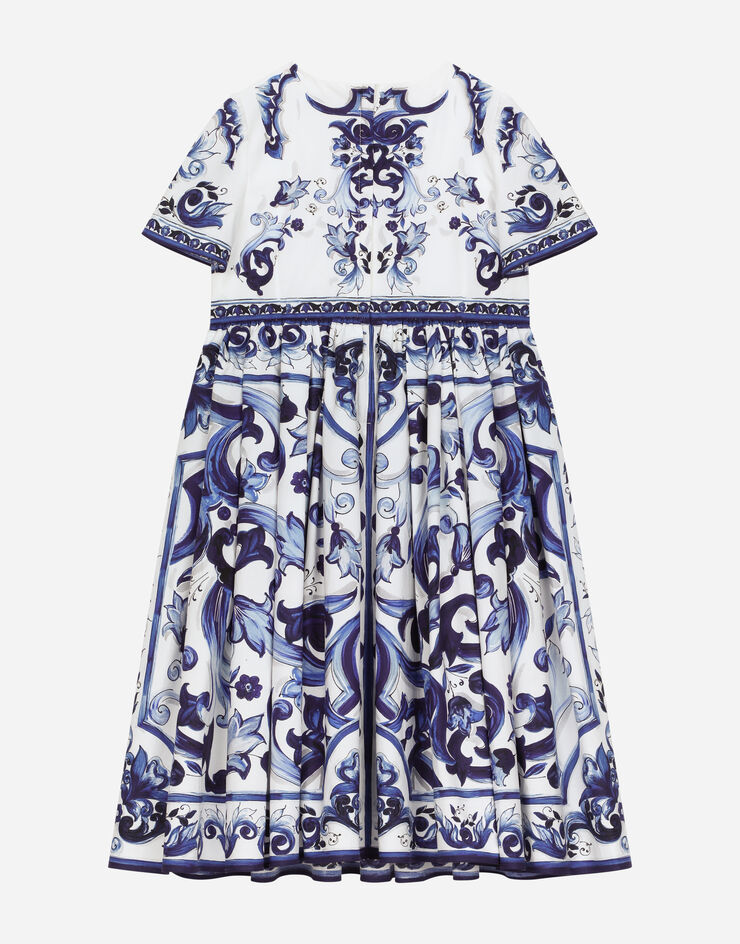 Dolce & Gabbana Long majolica-print poplin dress Multicolor L53DG7G7E9W