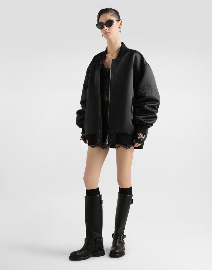 Dolce & Gabbana جاكيت فضفاض بطبعة منقوشة أسود F9S63ZGDC6Q
