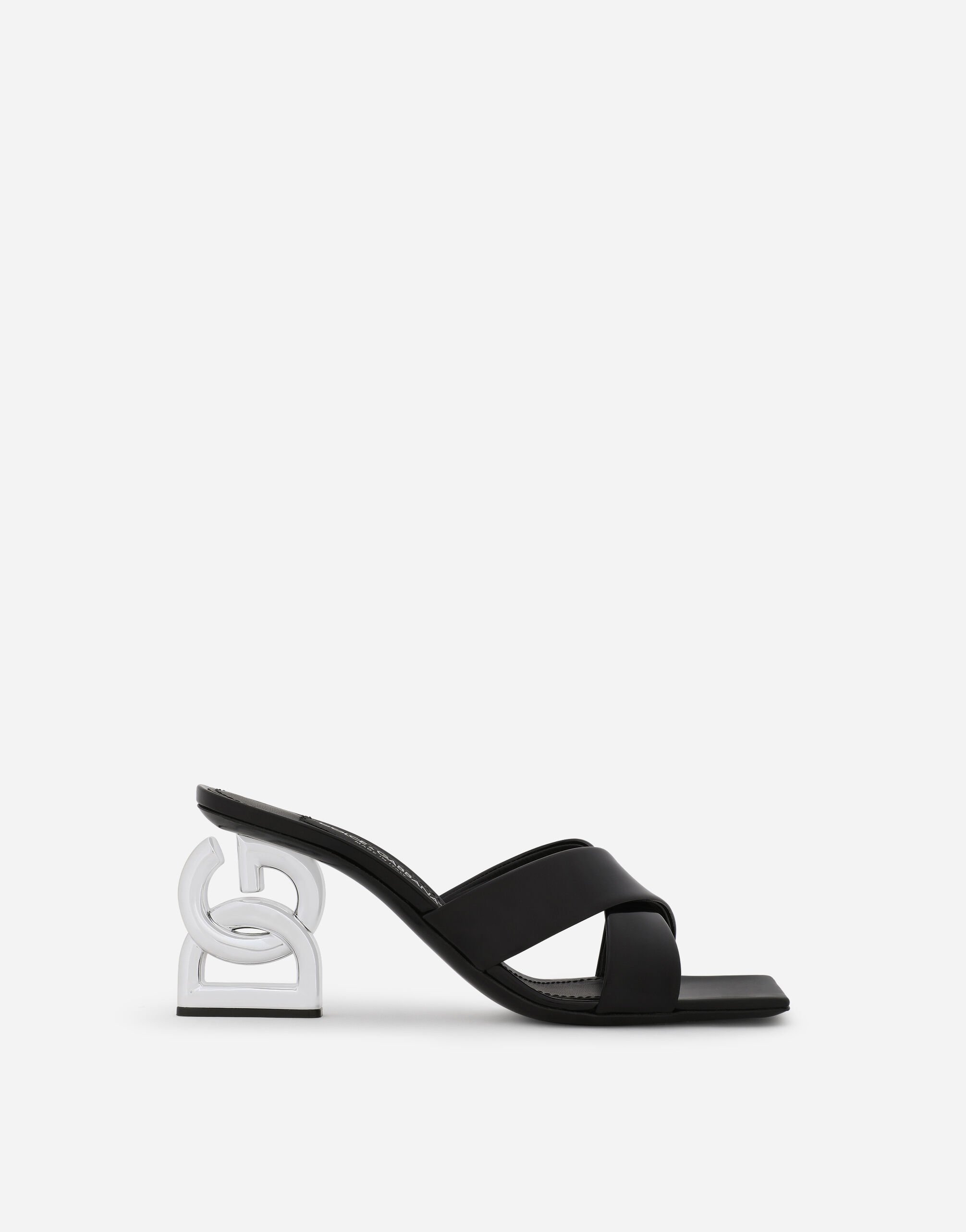 Dolce & Gabbana Polished calfskin mules with 3.5 heel Black CR1610AP622