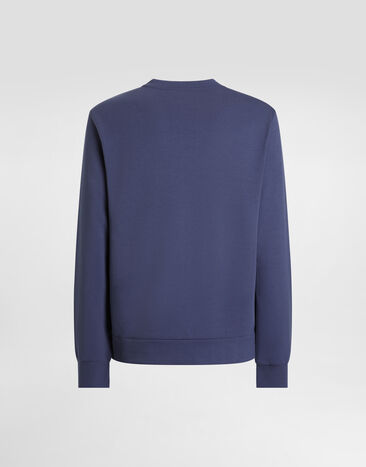 Dolce&Gabbana Cotton jersey sweatshirt with embroidery Blue G9ABJZHU7H9