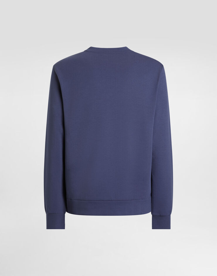 Dolce&Gabbana Cotton jersey sweatshirt with embroidery Blau G9ABJZHU7H9
