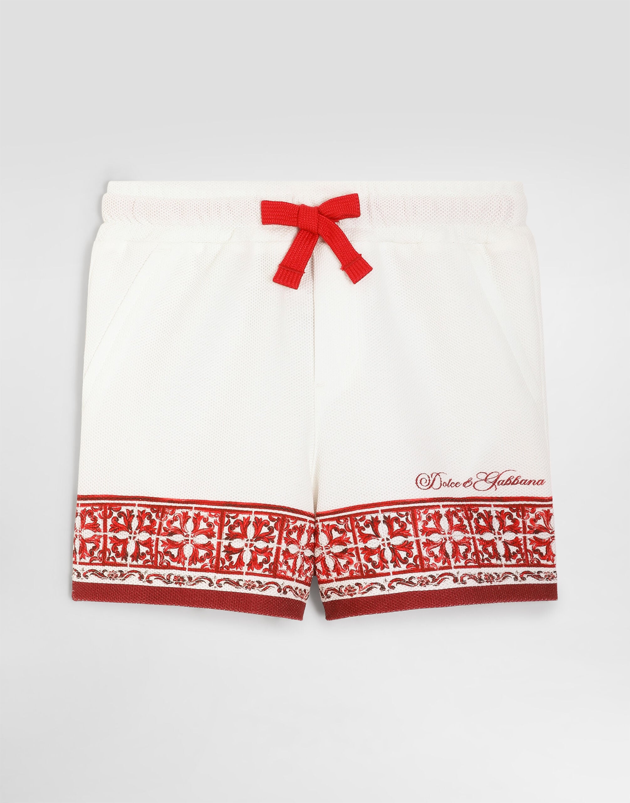 Majolica-print double piqué bermuda shorts in Multicolor for Boys
