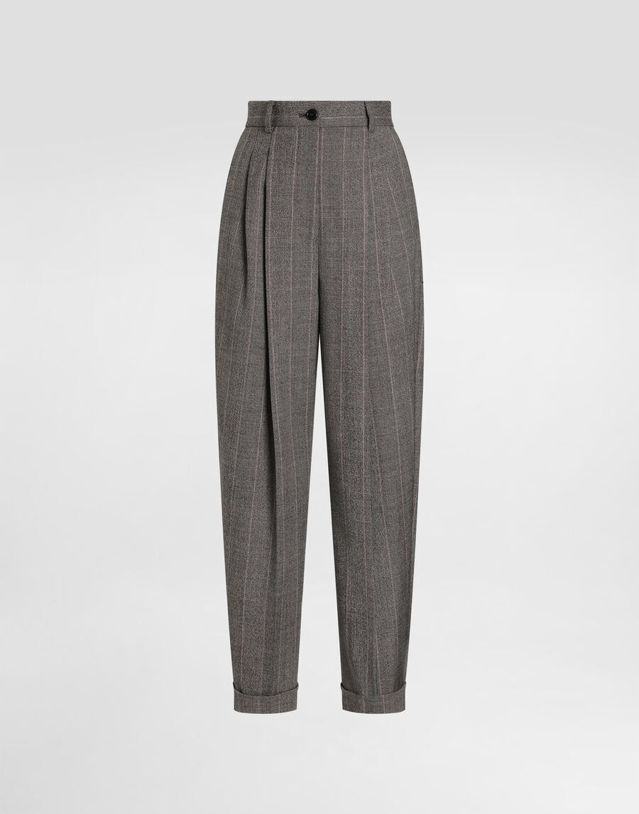 Pinstripe wool trousers