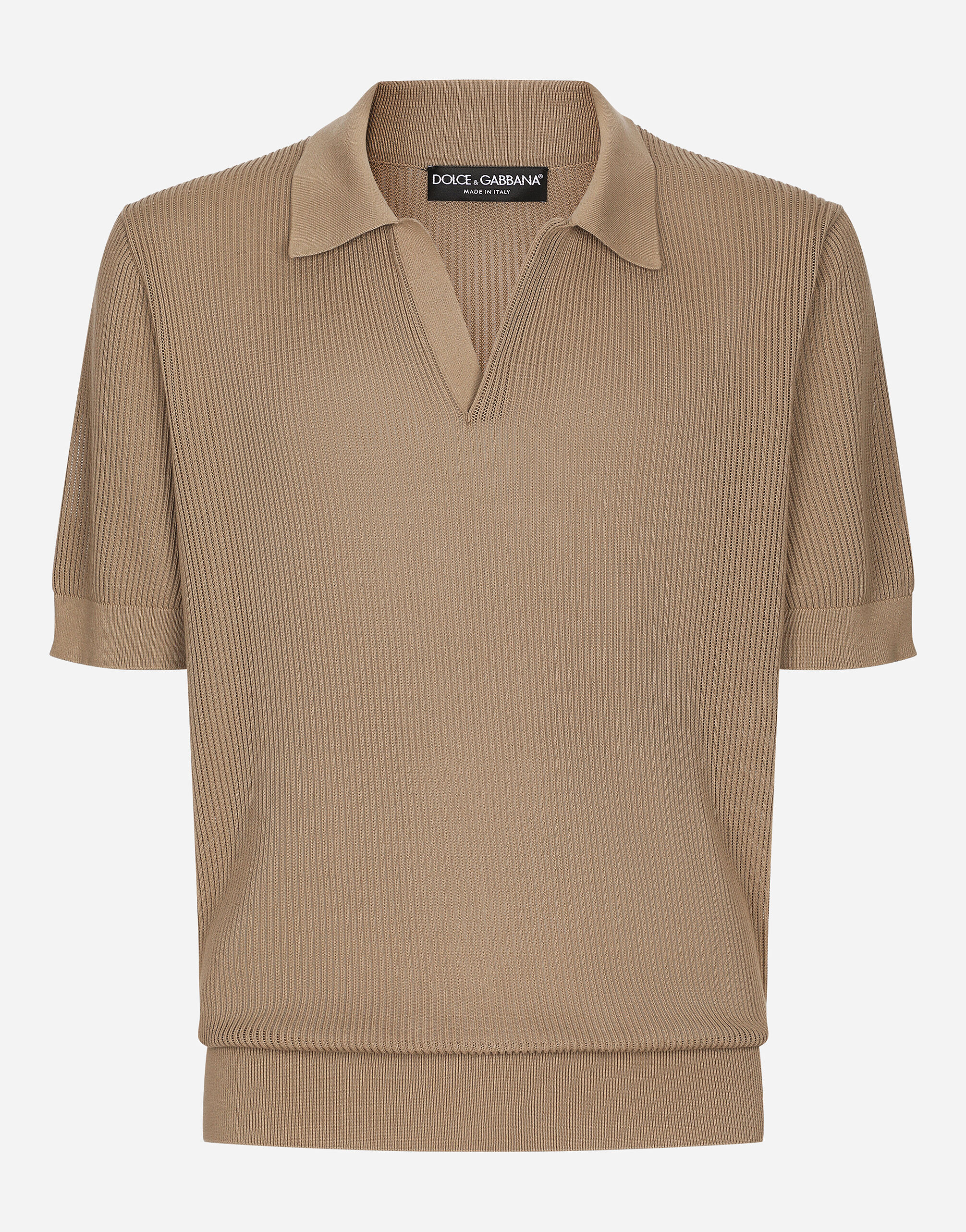 Dolce & Gabbana Poloshirt aus Baumwolle mit Lochmuster und V-Ausschnitt Mehrfarbig G5JU9ZGEZZ3