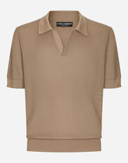 Dolce & Gabbana Cotton openwork V-neck polo shirt Beige GYZMHTFR20N